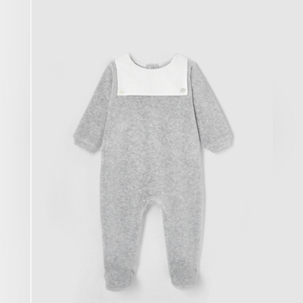 Jacadi Classic Grey & White Baby One-Piece